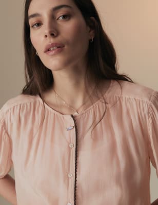 

Womens Per Una Bluse mit hohem Cuproanteil, durchgehender Knopfleiste und Rüschendetail - Blush, Blush