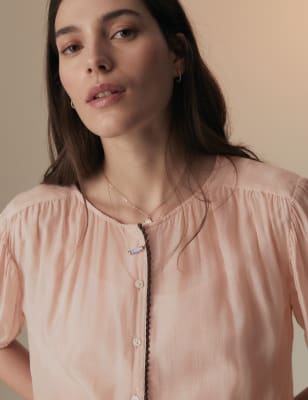 Per Una Women's Cupro Rich Button Through Blouse - 24 - Blush, Blush