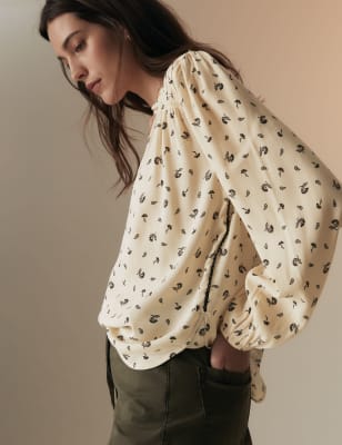 Notch Neck Popover Blouse