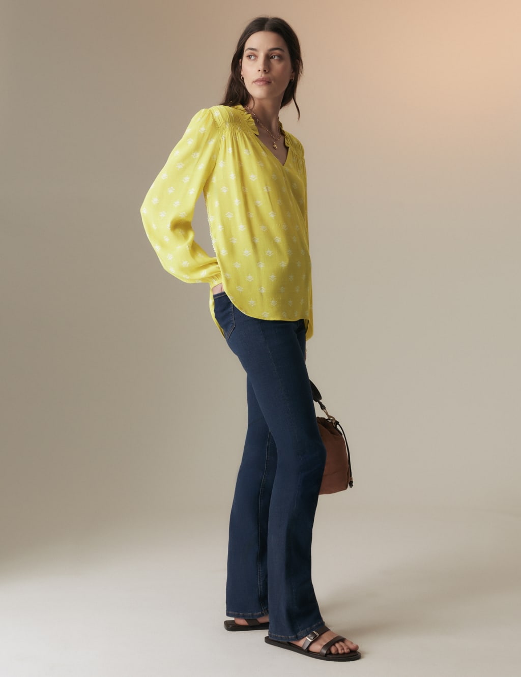 Notch Neck Popover Blouse