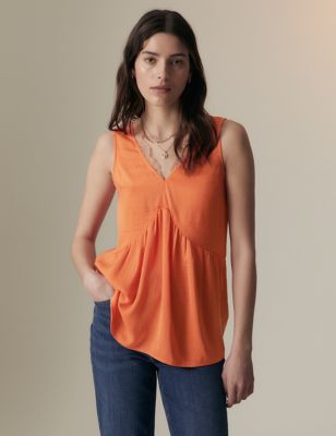 

Womens Per Una Satin Lace Detail Blouse - Tangerine, Tangerine