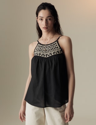 

Per Una Top estilo camisola de tirantes 100% algodón de escote cuadradoWomens - Black Mix, Black Mix
