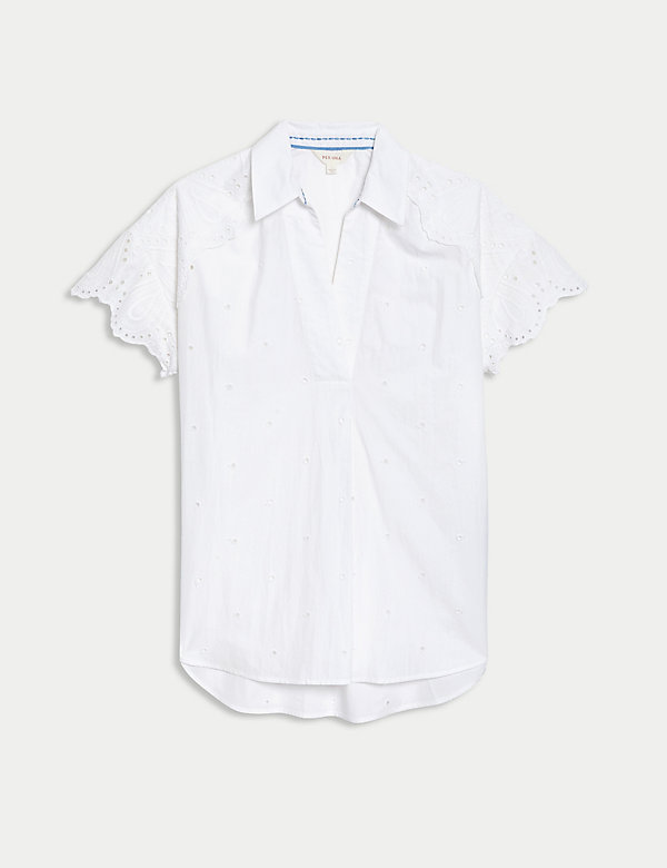Pure Cotton Broderie Collared Blouse - KG