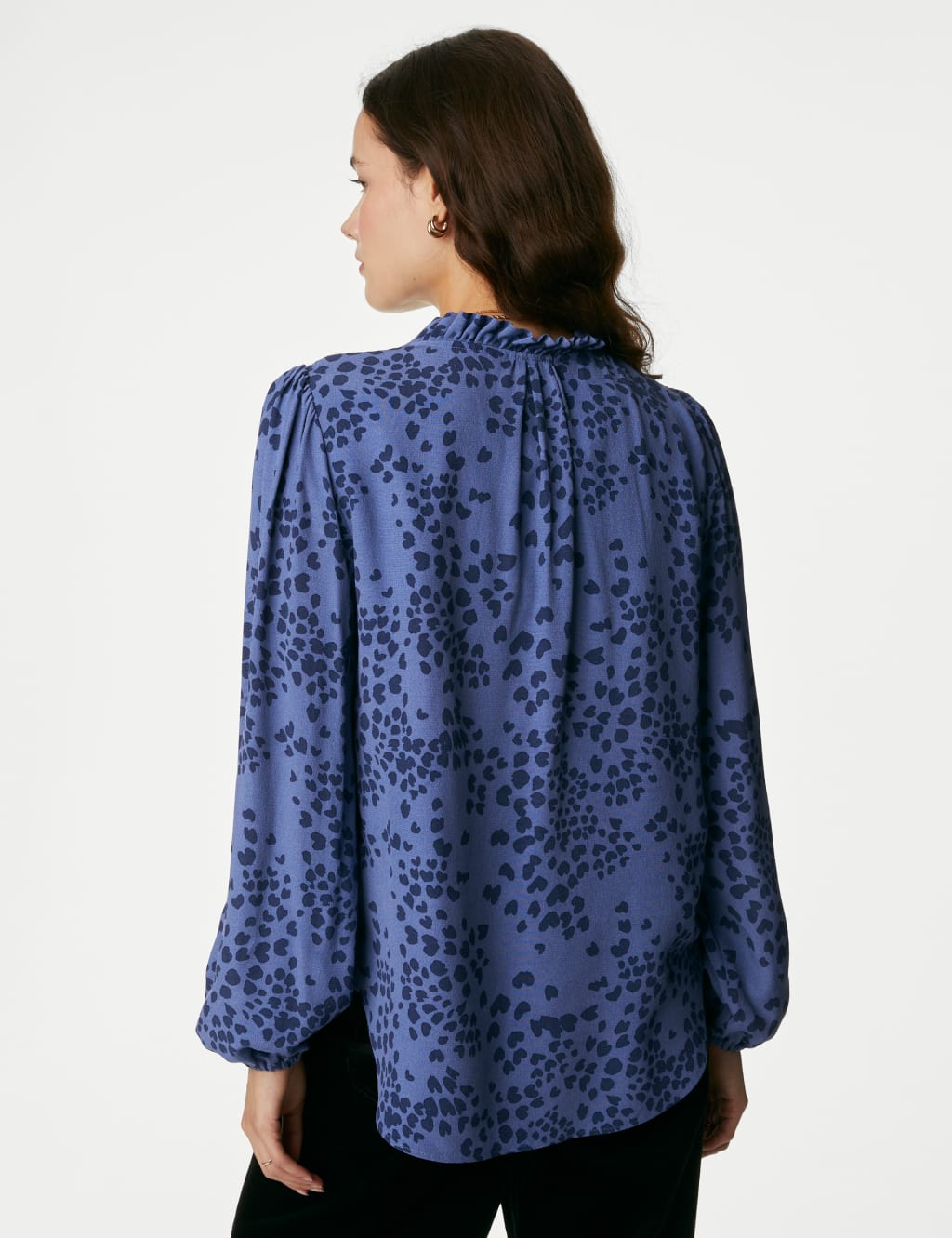 Printed Notch Neck Ruffle Blouse image 5