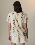 Bluse aus reiner Baumwolle mit geometrischem Muster