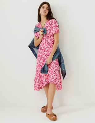 

Womens Per Una Printed V-Neck Midi Wrap Dress - Pink Mix, Pink Mix