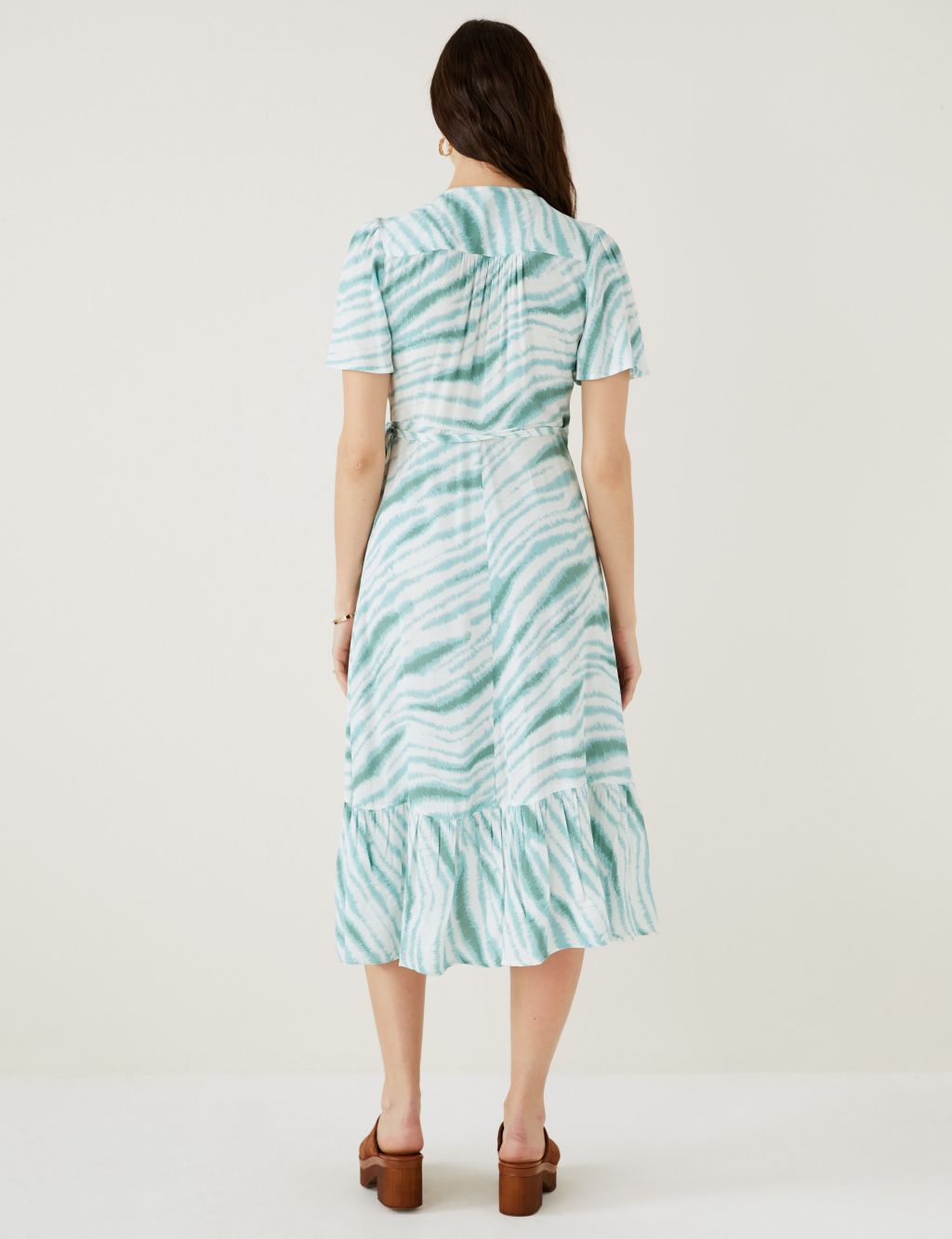 Printed V-Neck Midi Wrap Dress image 4