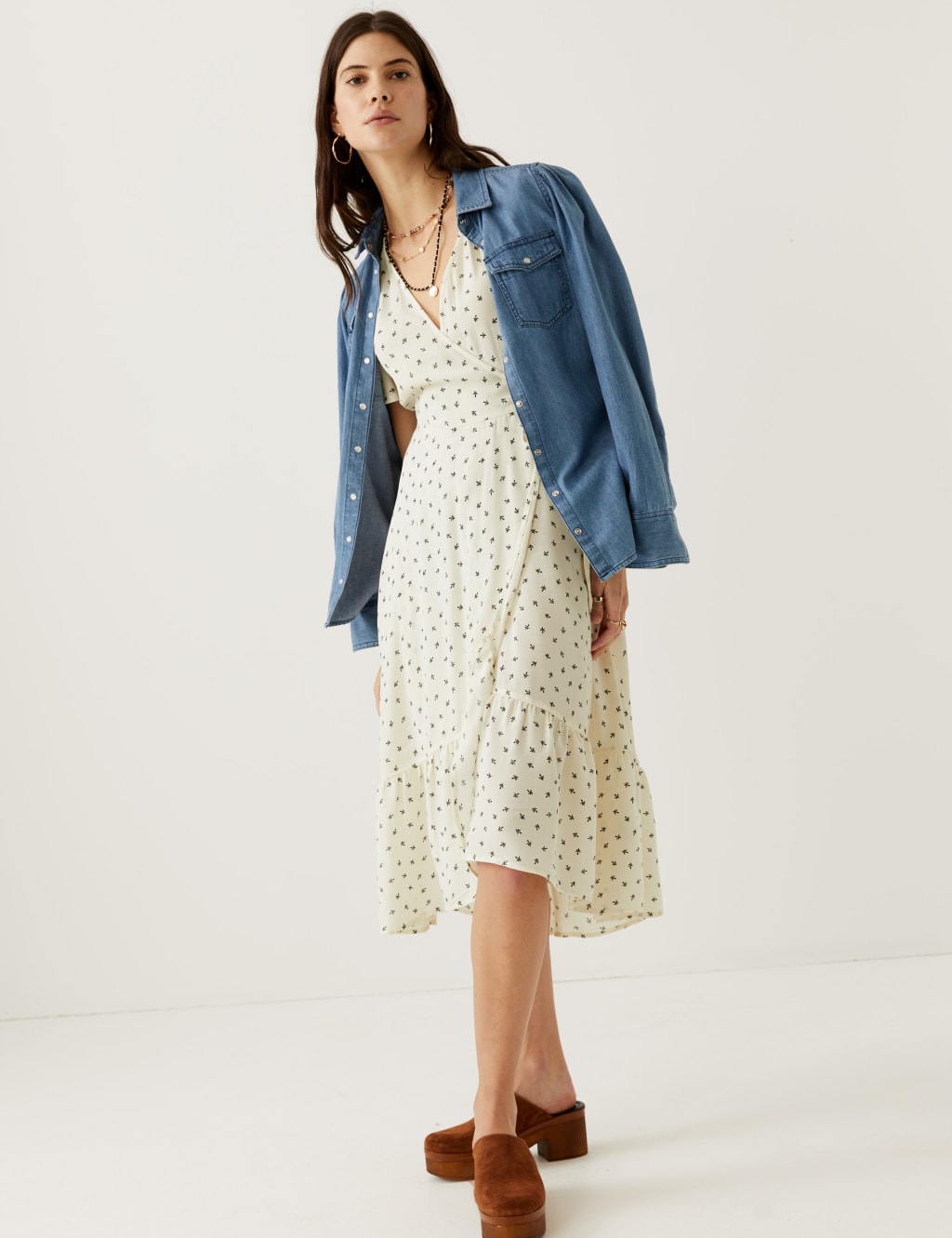 Printed V-Neck Midi Wrap Dress image 2