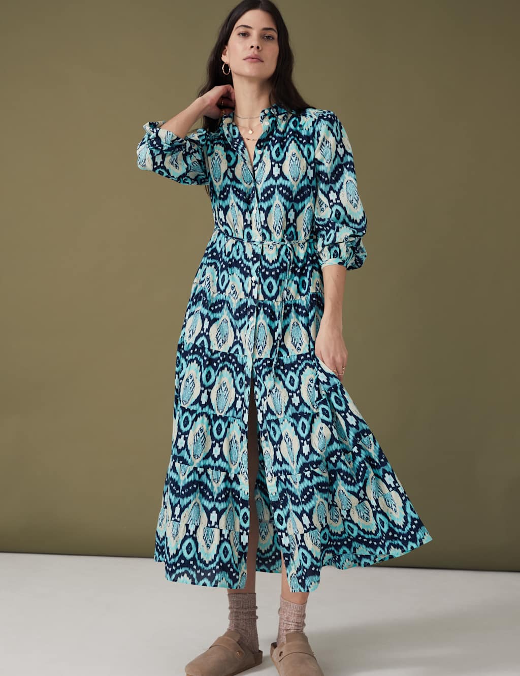 Pure Cotton Printed Midaxi Tiered Dress image 2