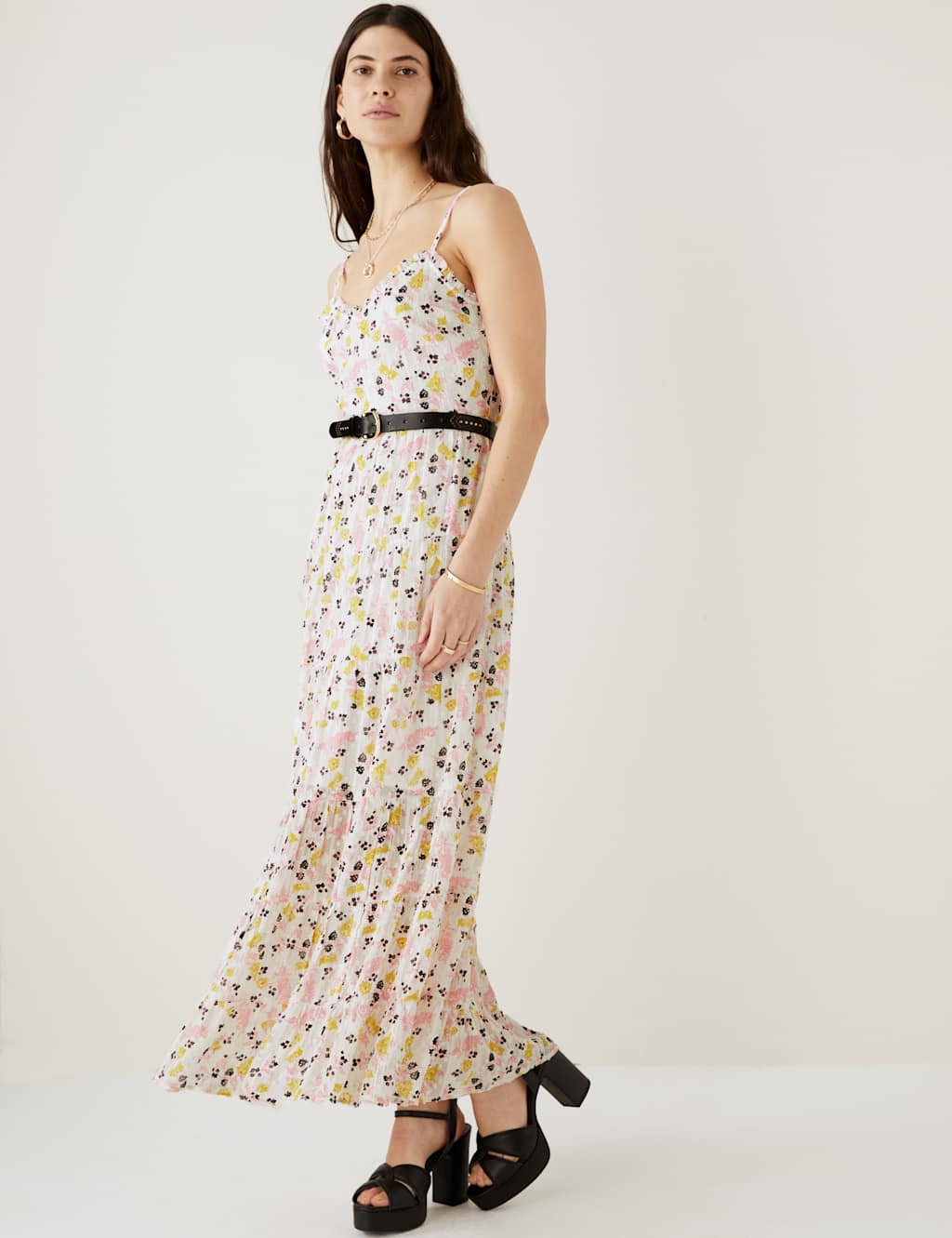 Sparkly Floral V-Neck Maxi Tiered Dress image 2