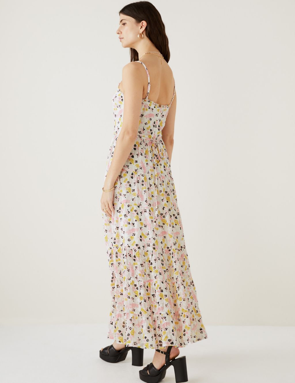 Sparkly Floral V-Neck Maxi Tiered Dress image 4