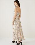 Sparkly Floral V-Neck Maxi Tiered Dress
