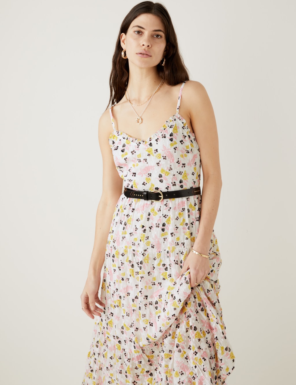 Sparkly Floral V-Neck Maxi Tiered Dress image 5