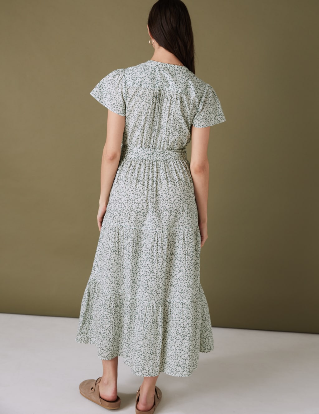 Pure Cotton Floral Notch Neck Midaxi Dress image 4