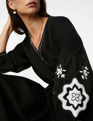 Black embroidered hotsell smock dress