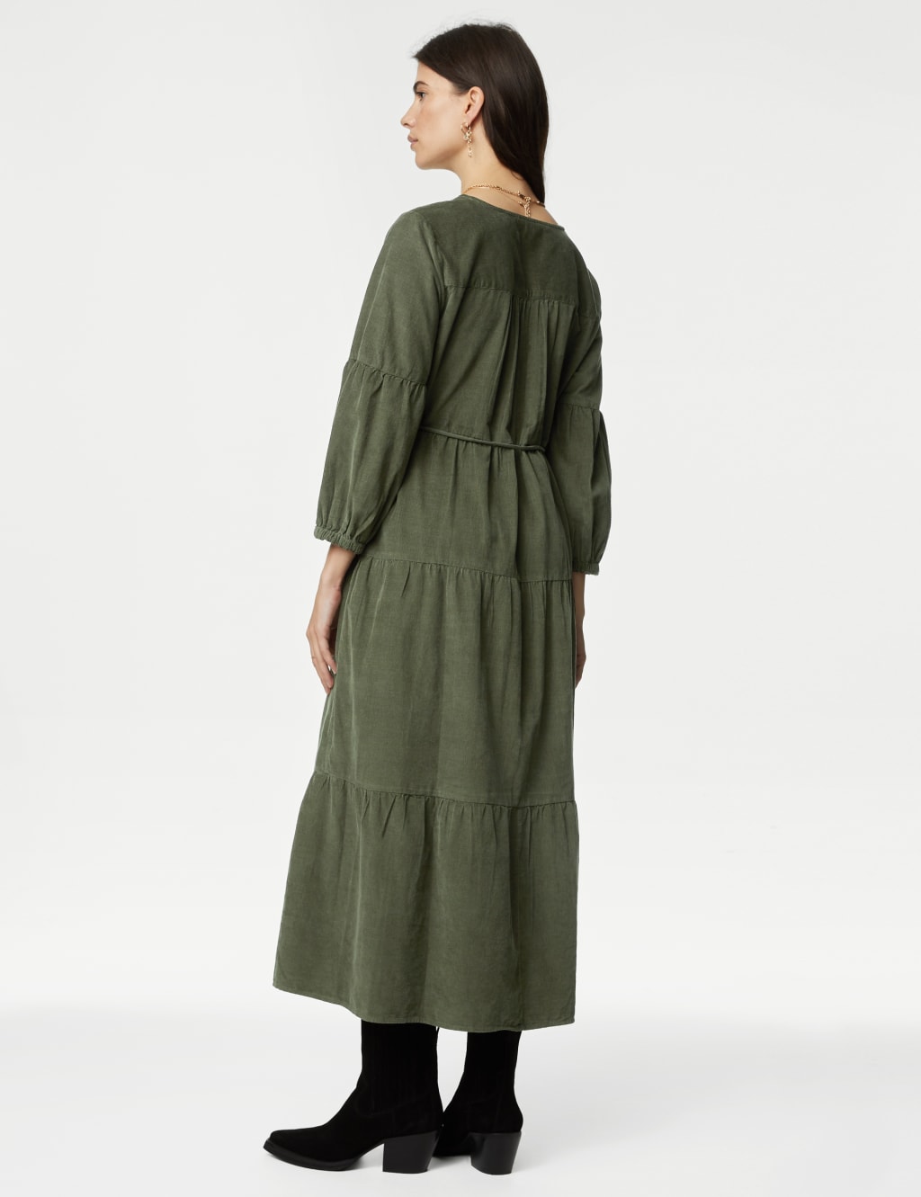 Pure Cotton Cord Relaxed Tiered Dress image 4