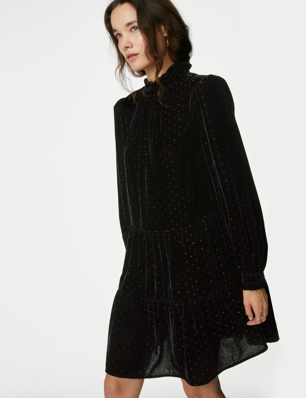 Velvet Sparkly High Neck Mini Shift Dress image 1