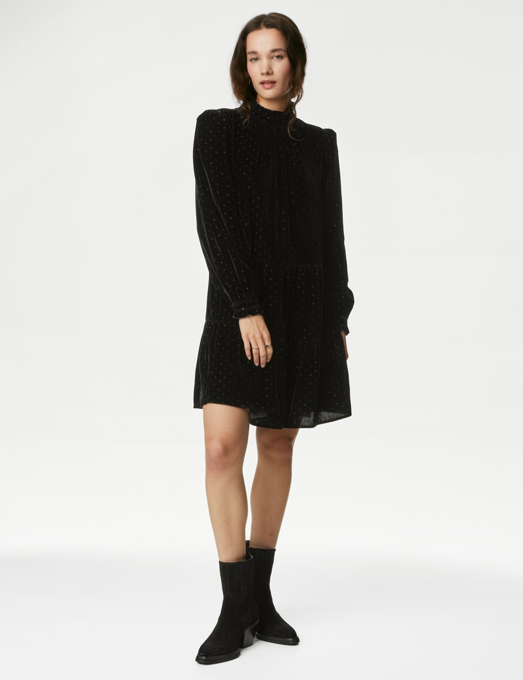Velvet Sparkly High Neck Mini Shift Dress image 3