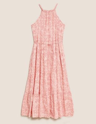 Pure Cotton Floral Maxi Tiered Dress | Per Una | M&S