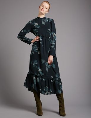 Floral Print Long Sleeve Midi Dress | Autograph | M&S