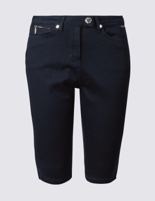 denim pedal pusher shorts