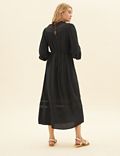 High Neck Lace Insert Midaxi Relaxed Dress
