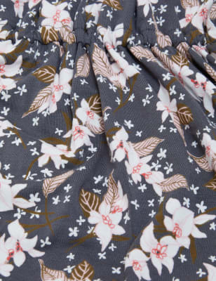 M&S Per Una Womens Jersey Floral Mini Waisted Dress - 6 - Grey Mix, Grey Mix