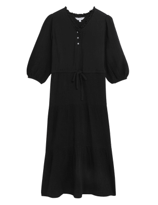 

Per Una Vestido a media pierna 100% algodón texturizadoWomens - Black, Black