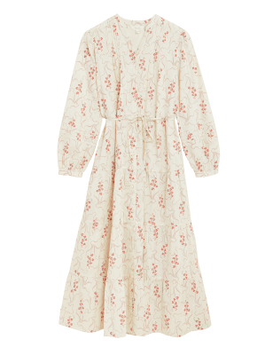 

Womens Per Una Pure Cotton Floral Midaxi Shirt Dress - Ivory Mix, Ivory Mix