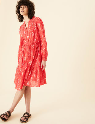 Pure Cotton Floral Mini Shirt Dress