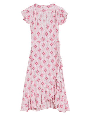 

Womens Per Una Printed Sleeveless Midi Wrap Dress - Pink Mix, Pink Mix