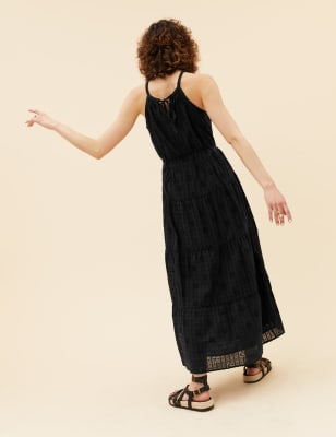 Pure Cotton Broderie Sleeveless Maxi Dress