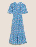 Ditsy Floral V-Neck Midi Tea Dress