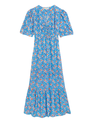 

Womens Per Una Ditsy Floral V-Neck Midi Tea Dress - Turquoise Mix, Turquoise Mix