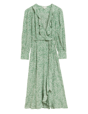 

Womens Per Una Floral V-Neck Midaxi Wrap Dress - Green Mix, Green Mix