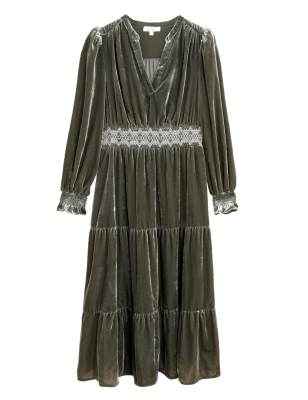 

Womens Per Una Velvet Embroidered V-Neck Midaxi Dress - Hunter Green, Hunter Green