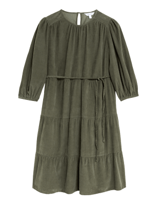 

Womens Per Una Pure Cotton Cord Midi Tiered Dress - Hunter Green, Hunter Green