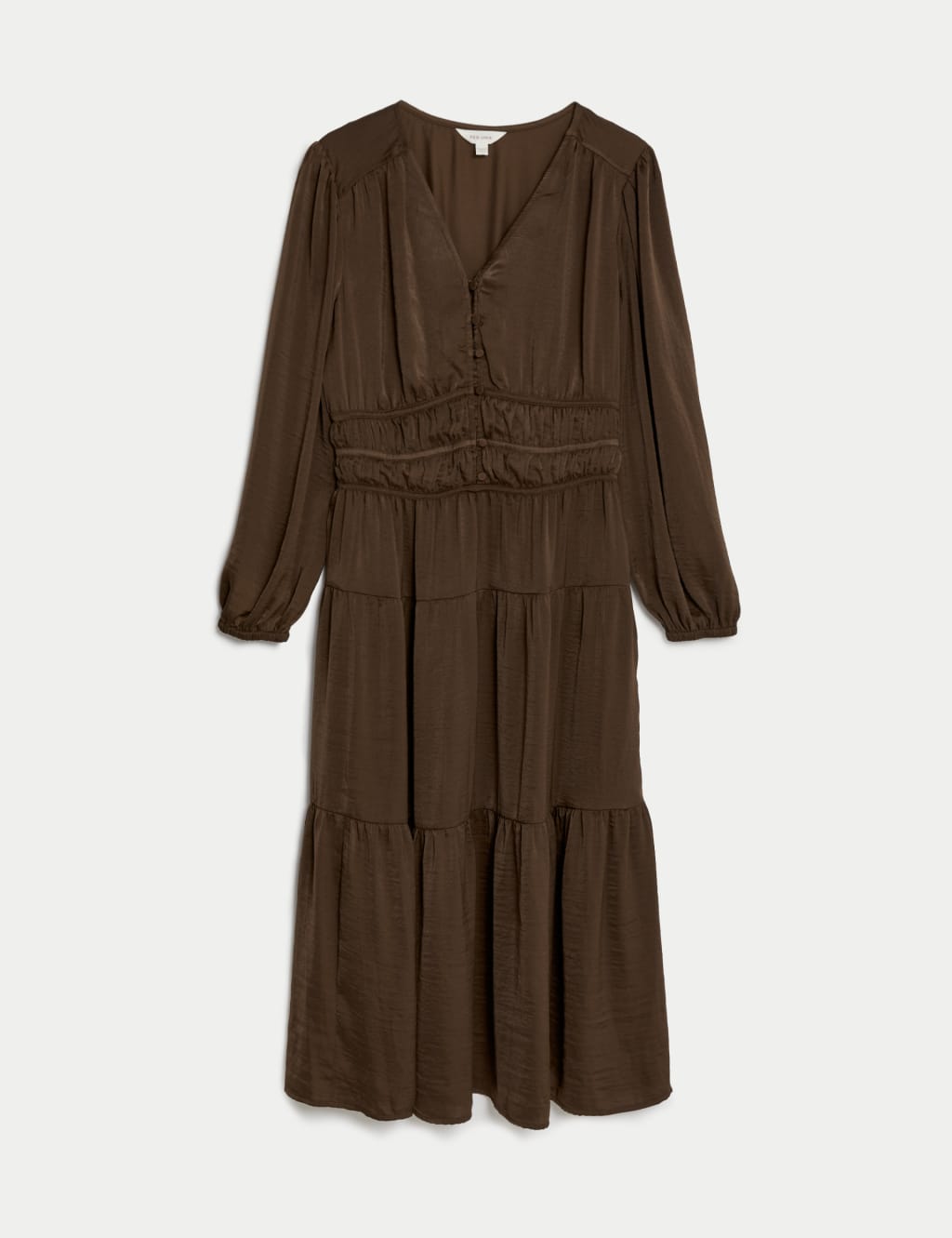 Satin V-Neck Midi Waisted Dress image 2
