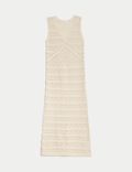 Pure Cotton Textured Midi Knitted Dress