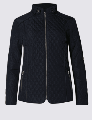 per una navy quilted jacket