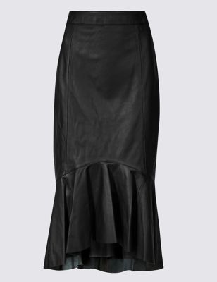 Leather Fishtail Midi Skirt | Per Una | M&S