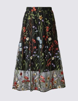 Embroidered A-Line Skirt | Per Una | M&S