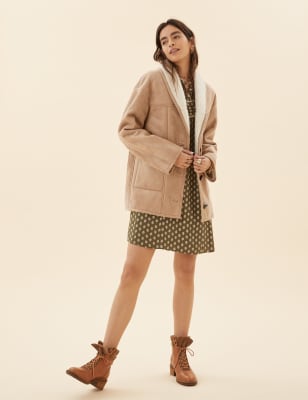 

Womens Per Una Suedette Borg Overcoat - Light Tan, Light Tan