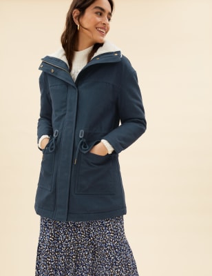 

Womens Per Una Pure Cotton Borg Lined Parka Coat - Navy, Navy