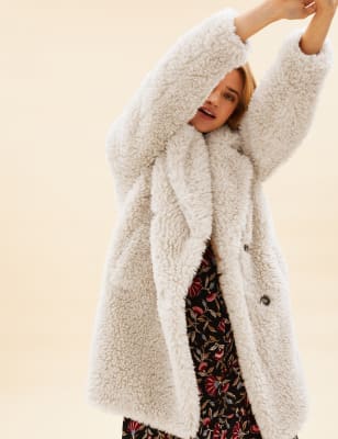 

Womens Per Una Faux Fur Teddy Coat - Cream, Cream