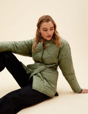 

Womens Per Una Steppjacke mit Gürtel - Khaki, Khaki