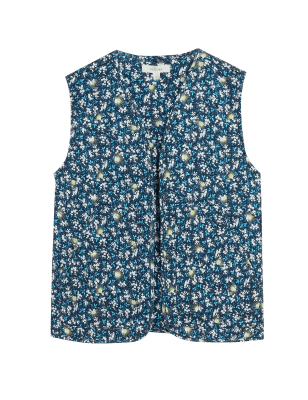 

Womens Per Una Tencel™ Rich Floral Quilted Gilet - Navy, Navy