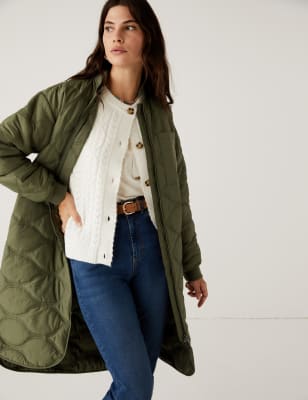 

Womens Per Una Quilted Collarless Longline Puffer Coat - Hunter Green, Hunter Green