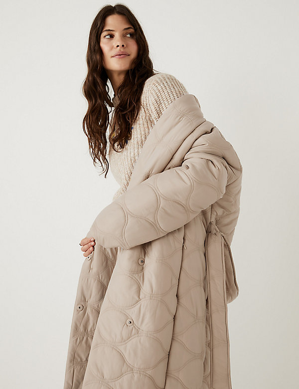 Quilted Belted Longline Puffer Coat - ID