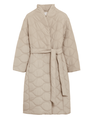 

Womens Per Una Quilted Belted Longline Puffer Coat - Natural Beige, Natural Beige